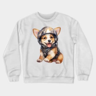 Pembroke Welsh Corgi Dog in Helmet Crewneck Sweatshirt